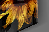 Elegant Lady with Sunflower Glass Wall Art
