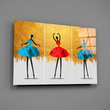 Elegant Ballet Dancers Triptych Glass Wall Art