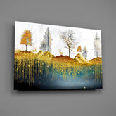 Golden Forest Reflections Glass Wall Art
