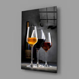 Wine Glasses with Bottle Glass Wall Art