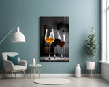 Wine Glasses with Bottle Glass Wall Art