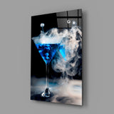 Mystic Blue Smoke Martini Glass Wall Art