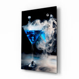 Mystic Blue Smoke Martini Glass Wall Art