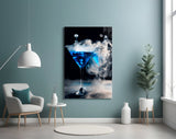 Mystic Blue Smoke Martini Glass Wall Art