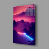 Neon Mountain Horizon Glass Wall Art