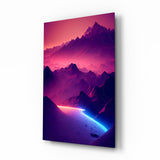 Neon Mountain Horizon Glass Wall Art