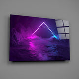 Neon Triangle Over Mountain Glass Wall Art