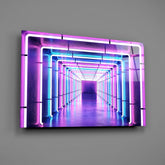 Neon Light Tunnel Glass Wall Art