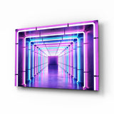 Neon Light Tunnel Glass Wall Art