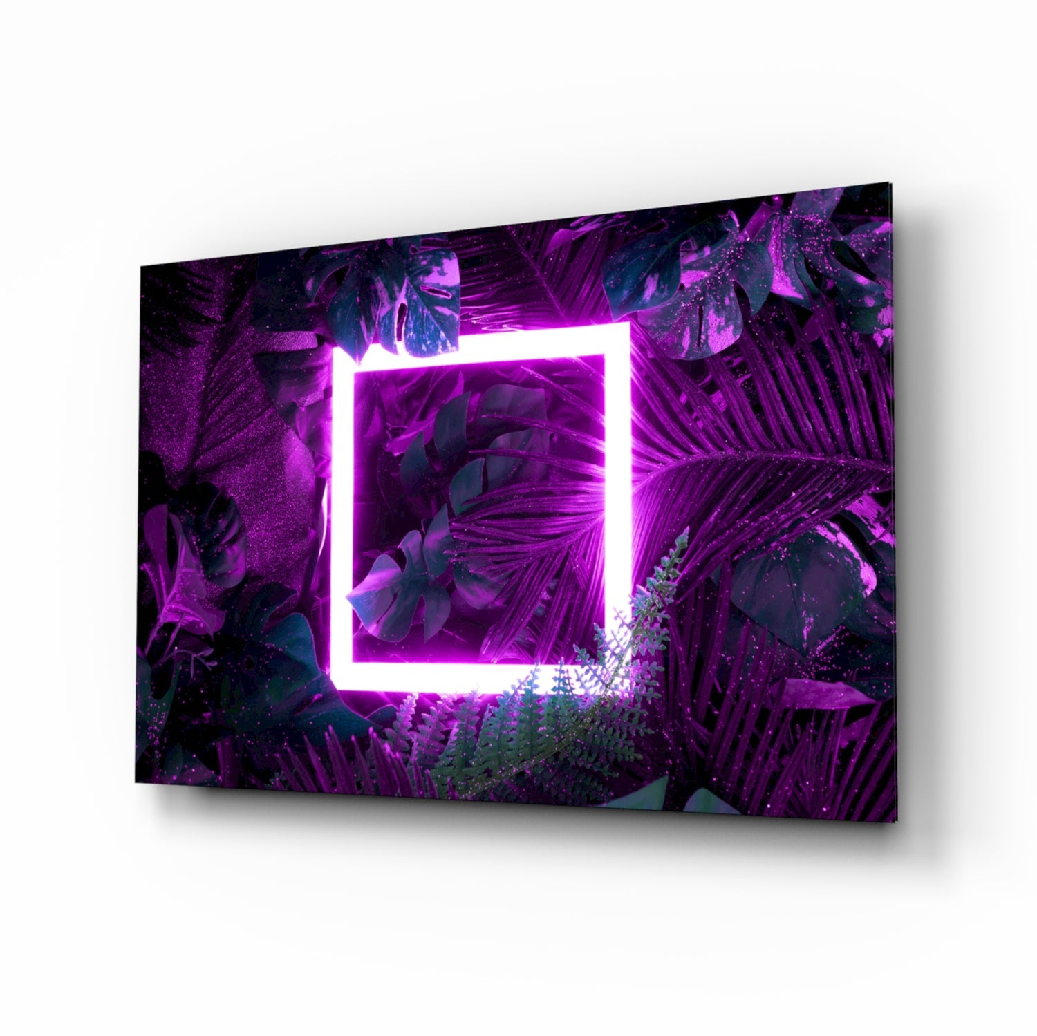 Neon Jungle Square Glass Wall Art