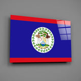 Flag of Belize Glass Wall Art.