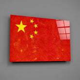 Flag of China Glass Wall Art.