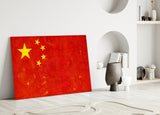 Flag of China Glass Wall Art.