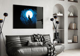 Wolf Howling at Moon Glass Wall Art