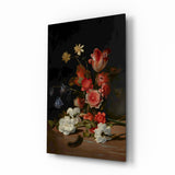 Elegant Dark Floral Bouquet Glass Wall Art