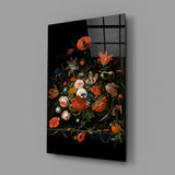 Elegant Dark Floral Bouquet Glass Wall Art
