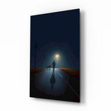 Night Walk with Light Glass Wall Art