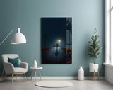 Night Walk with Light Glass Wall Art
