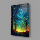 Starry Forest Path Glass Wall Art