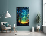 Starry Forest Path Glass Wall Art