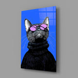Cool Cat in Shades Glass Wall Art