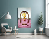 Tweety in Pink Purse Glass Wall Art