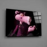 Pink Hipster Hippo Smoking Glass Wall Art