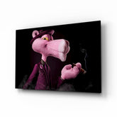 Pink Hipster Hippo Smoking Glass Wall Art