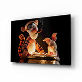 Tigger & Piglet in Midnight Glass Wall Art