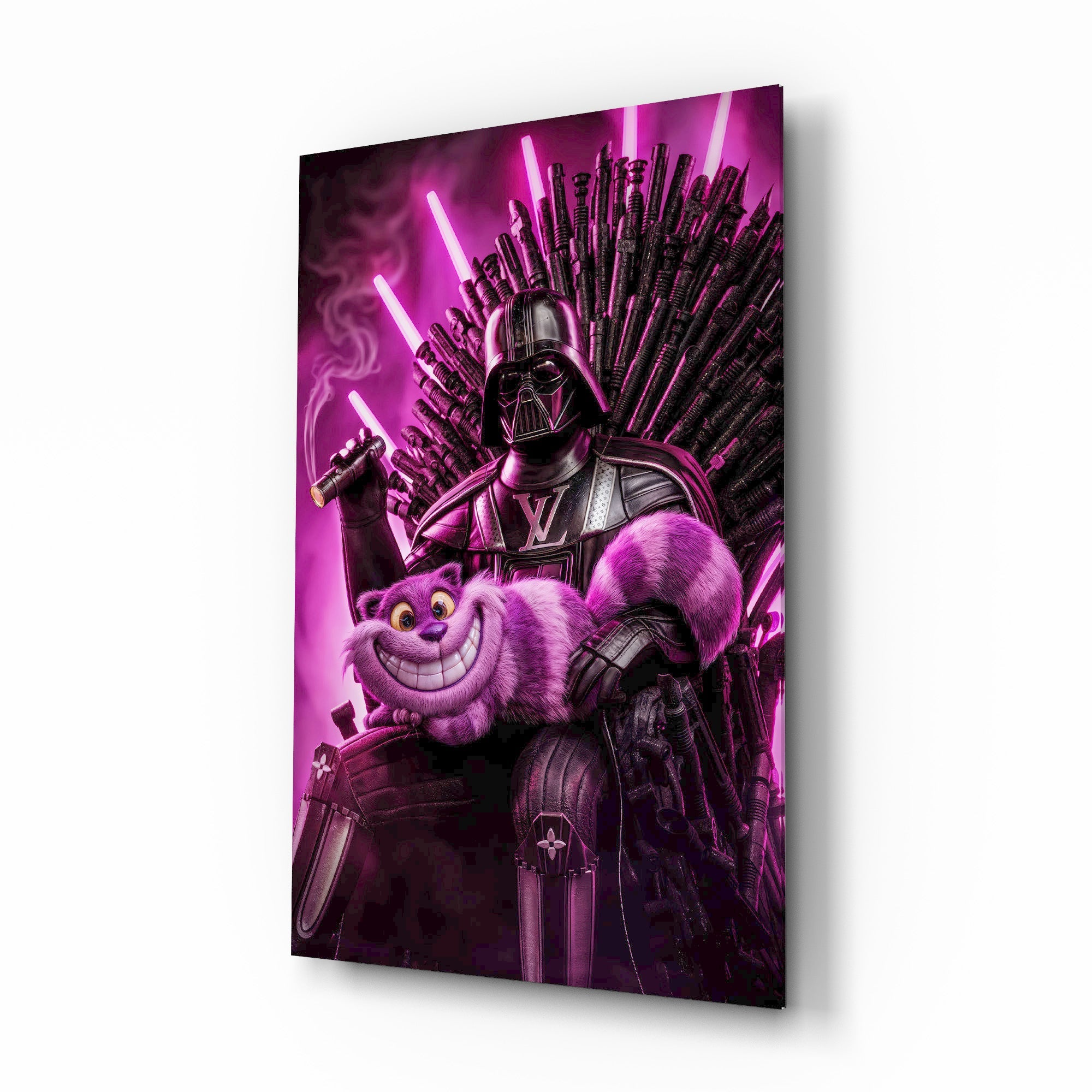 Vader & Cheshire Cat Throne Glass Wall Art