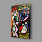 Abstract Woman with Mirror Glass Wall Art