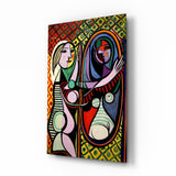 Abstract Woman with Mirror Glass Wall Art