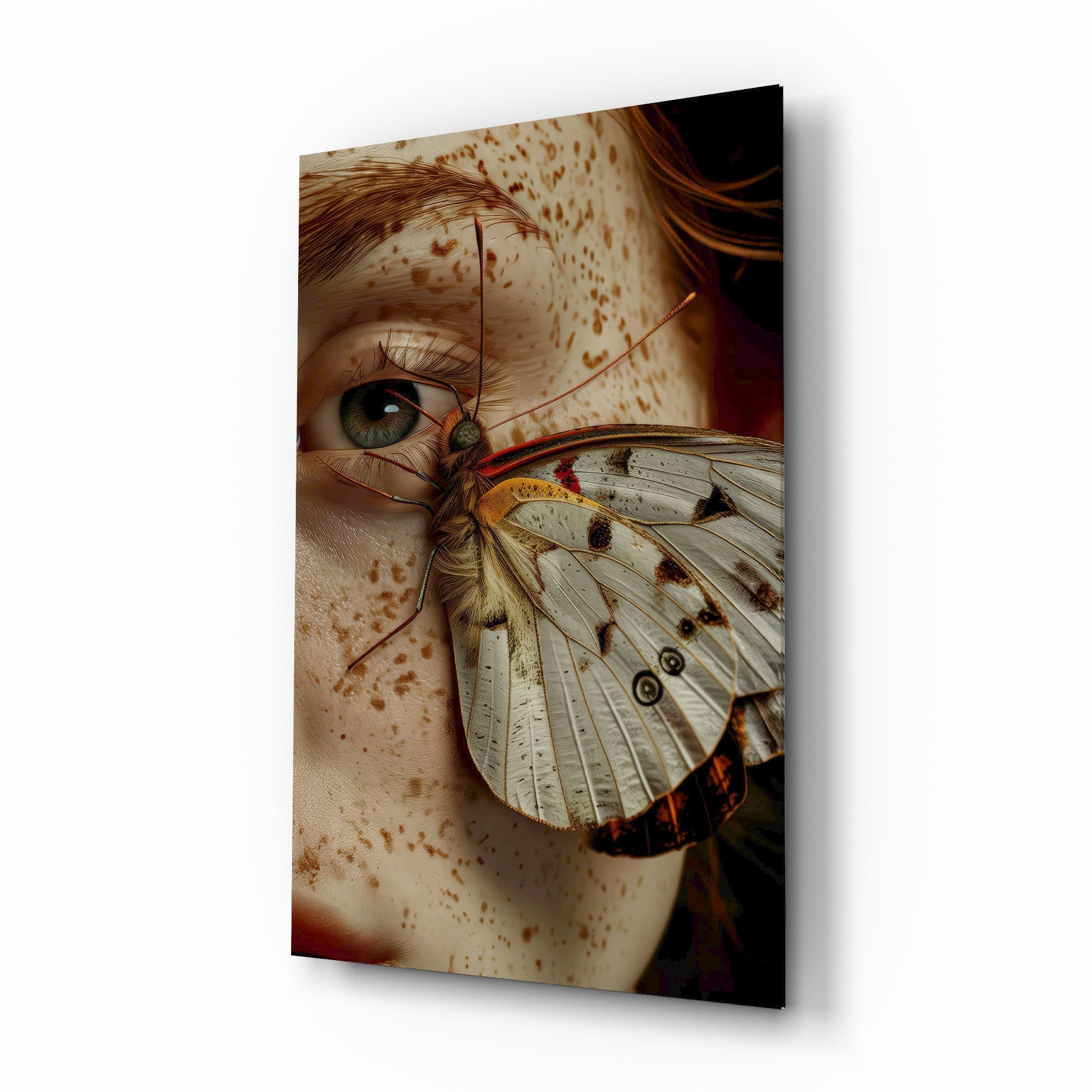 Butterfly on Skin Glass Wall Art
