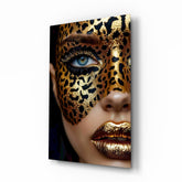 Golden Leopard Glam Glass Wall Art