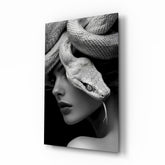 Snake Head Portrait Glass Wall Art