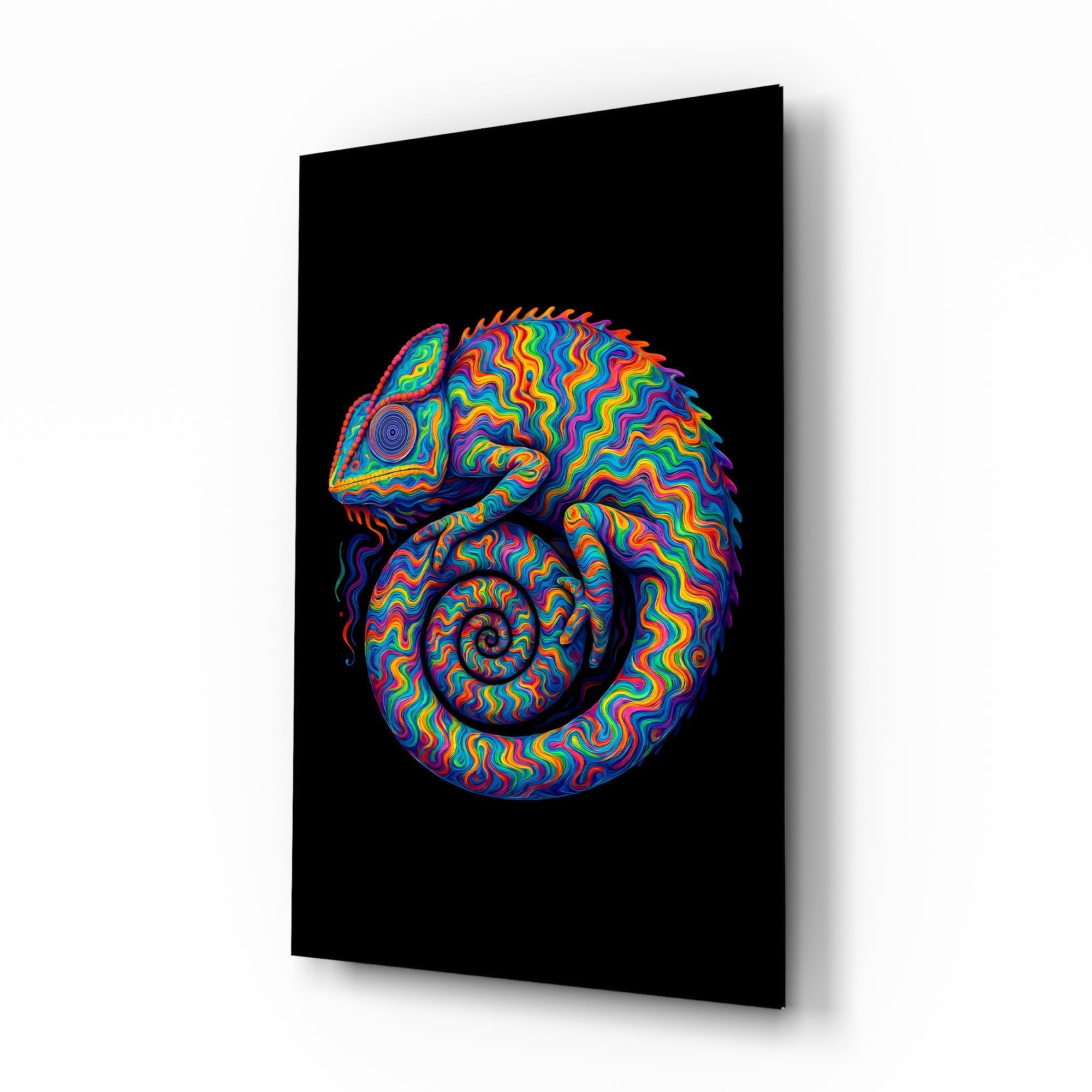 Psychedelic Chameleon Glass Wall Art