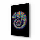 Psychedelic Chameleon Glass Wall Art