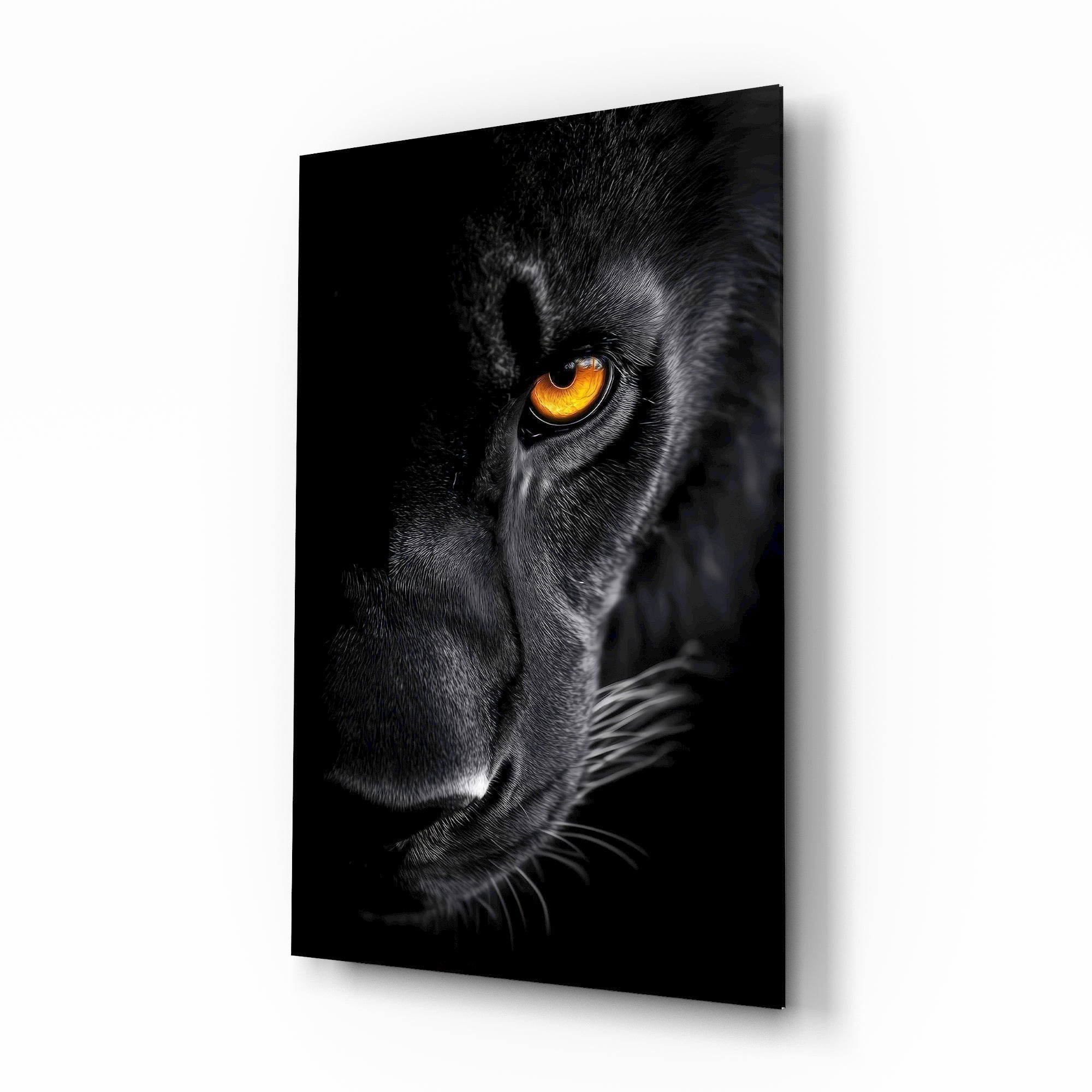 Elegant Black Panther Glass Wall Art
