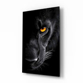 Elegant Black Panther Glass Wall Art