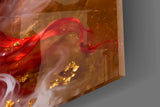 Elegant Red Koi Fish in Gold Glass Wall Art