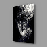 Ferocious Wolf in Flames Glass Wall Art