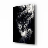 Ferocious Wolf in Flames Glass Wall Art