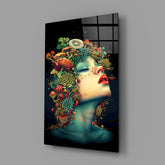 Mystic Forest Woman Glass Wall Art