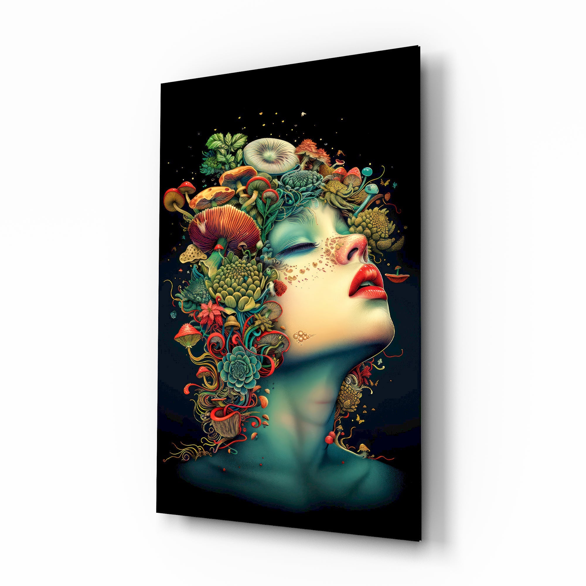 Mystic Forest Woman Glass Wall Art