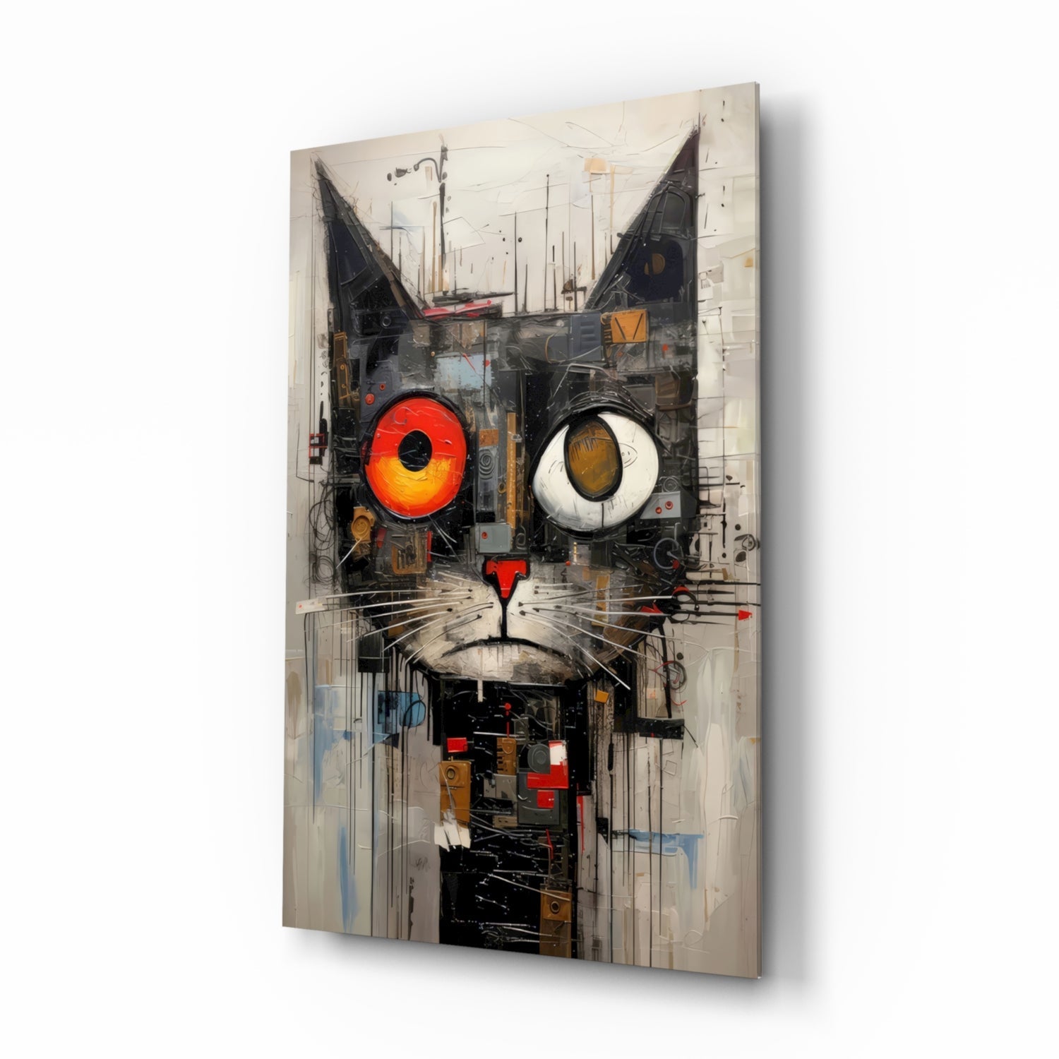 Cyberpunk Cat Glass Wall Art