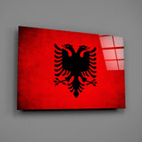 Albanian Eagle on Red Glass Wall Art