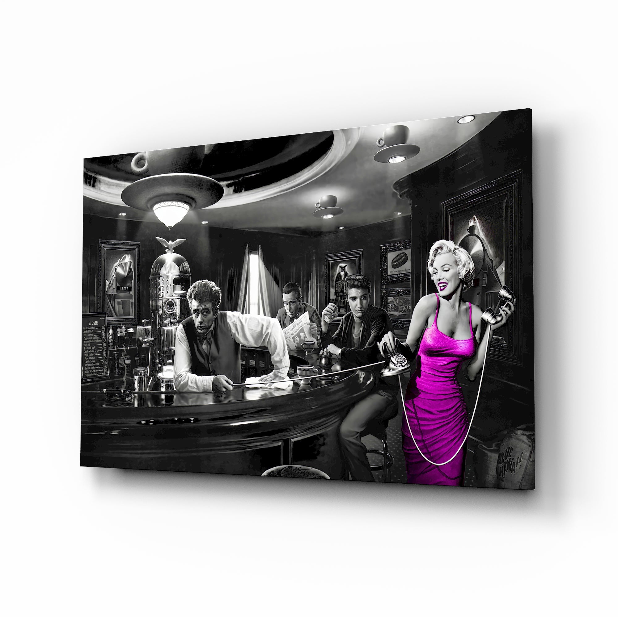Iconic Pop Culture Mashup Glass Wall Art