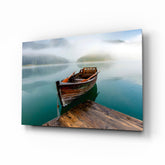 Misty Lake Serenity Glass Wall Art