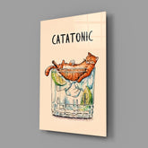 Catatonic Cocktail Cat Glass Wall Art