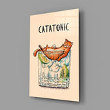 Catatonic Cocktail Cat Glass Wall Art